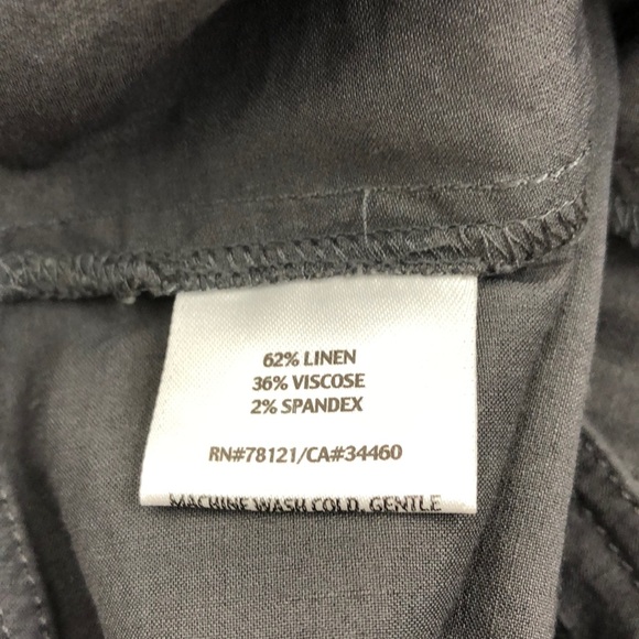 Eileen Fisher Gray Linen Blend Straight Leg Pants - Picture 4 of 6